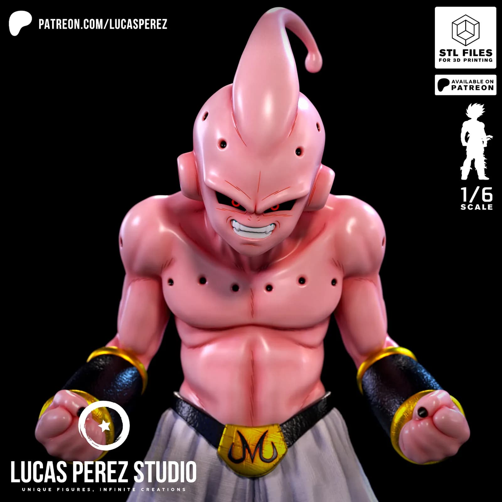 STL - Figura Kid Buu de Dragon Ball Z render 4