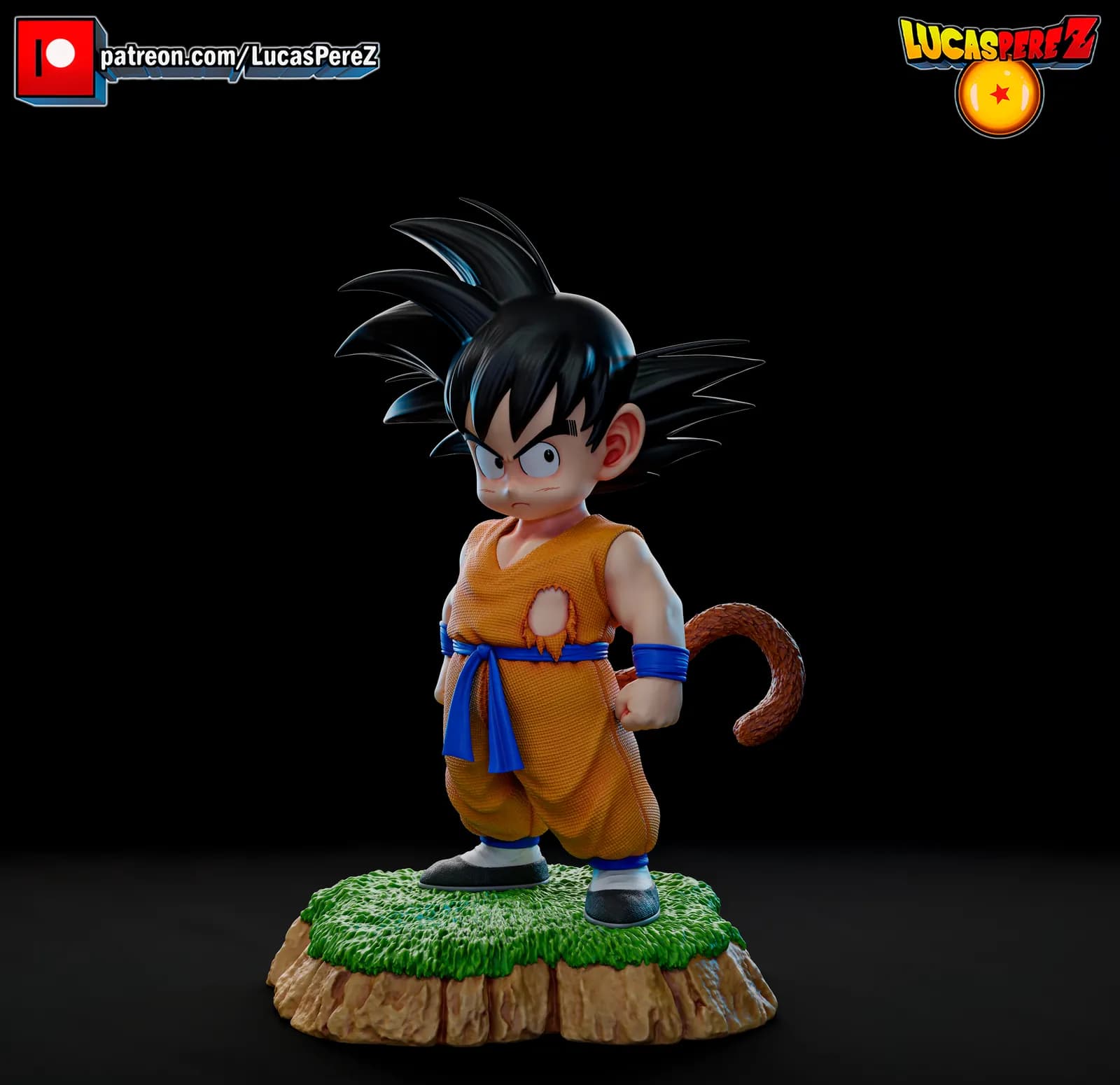 STL - Figura Kid Goku estilo Anime 2 render 2