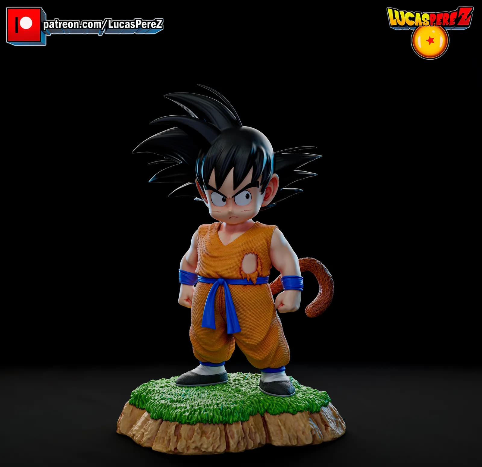 STL - Figura Kid Goku estilo Anime 2 render 3