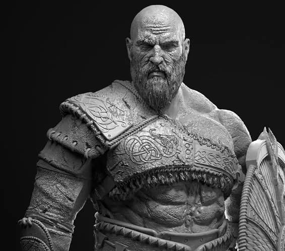 STL - Figura Kratos God of War Ragnarok render 2