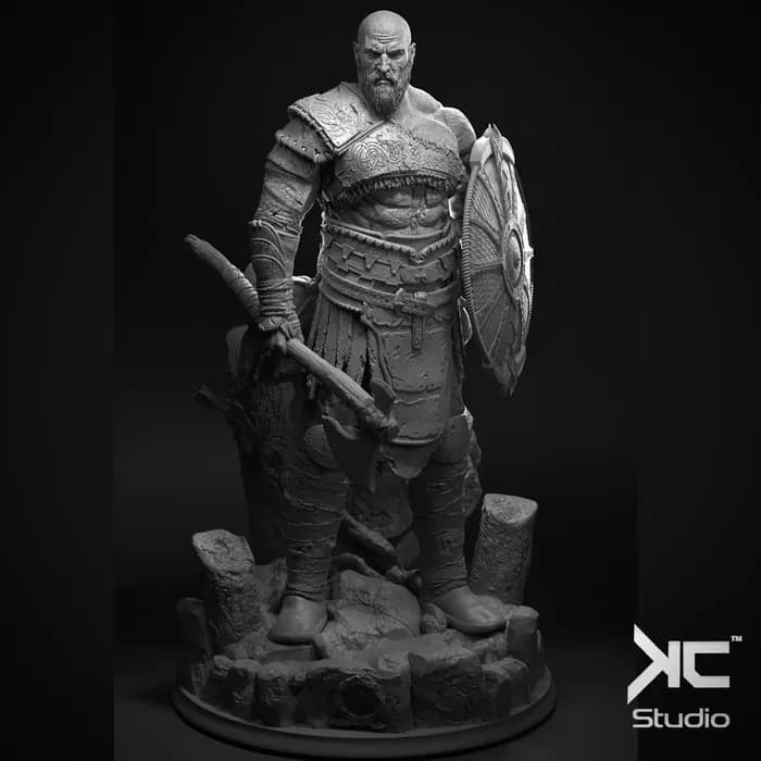 STL - Figura Kratos God of War Ragnarok render 3