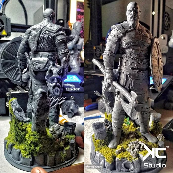 STL - Figura Kratos God of War Ragnarok render 5