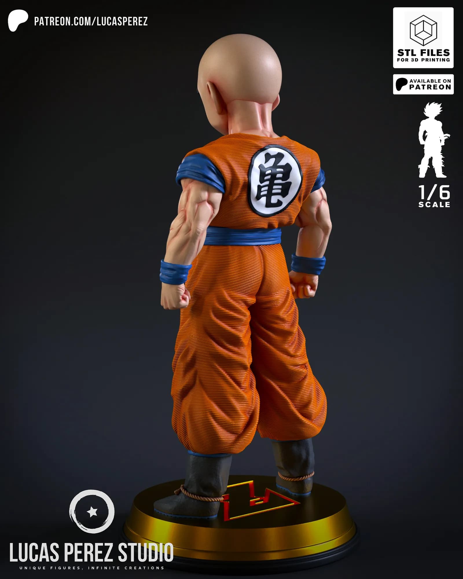 STL - Figura Krillin "Dragon Ball Z" 1/6 render 5
