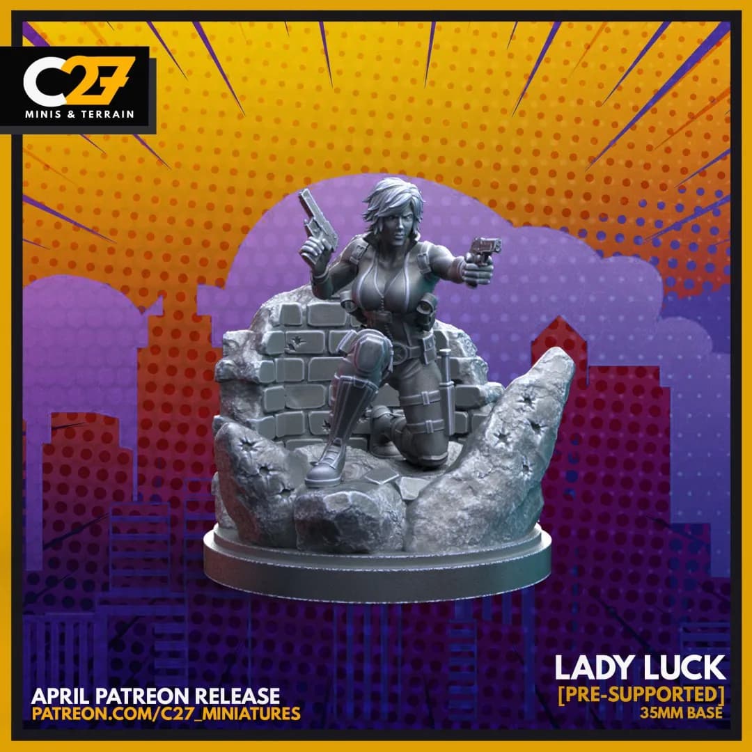 STL - Figura Lady Luck con pistolas