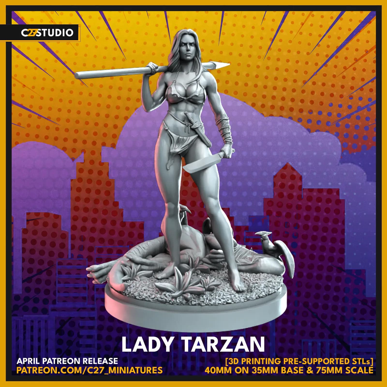 STL - Figura Lady Tarzan render 2