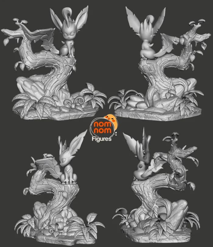 STL - Figura Leafeon en Árbol render 4