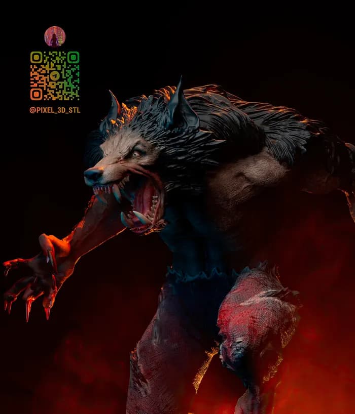 STL - Figura Licantropo Terrorifica render 2