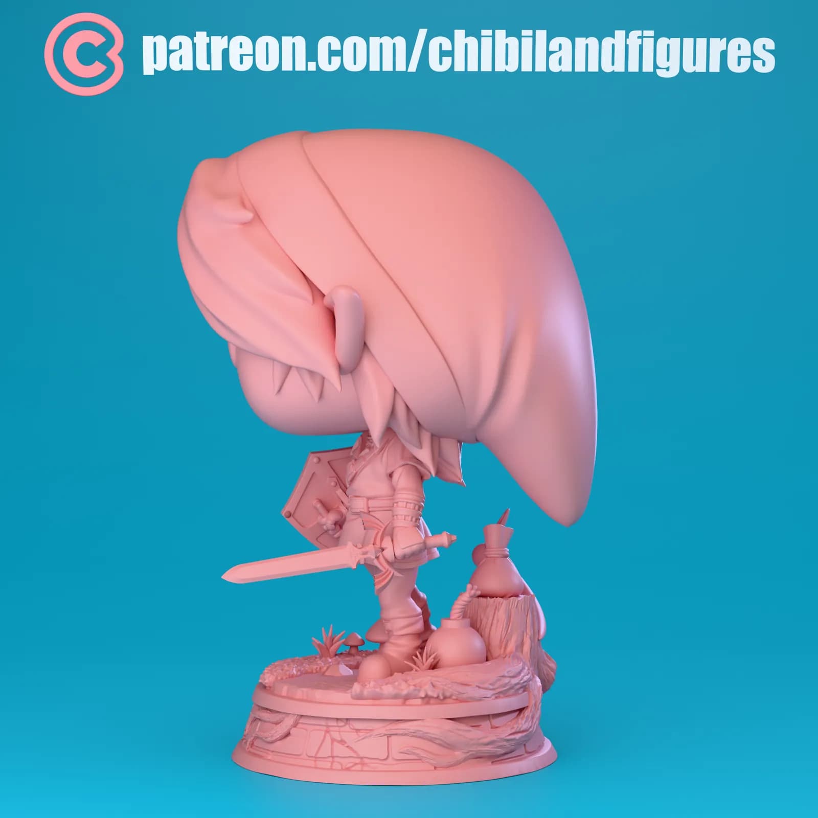 STL - Figura Link Estilo Chibi 2 render 4