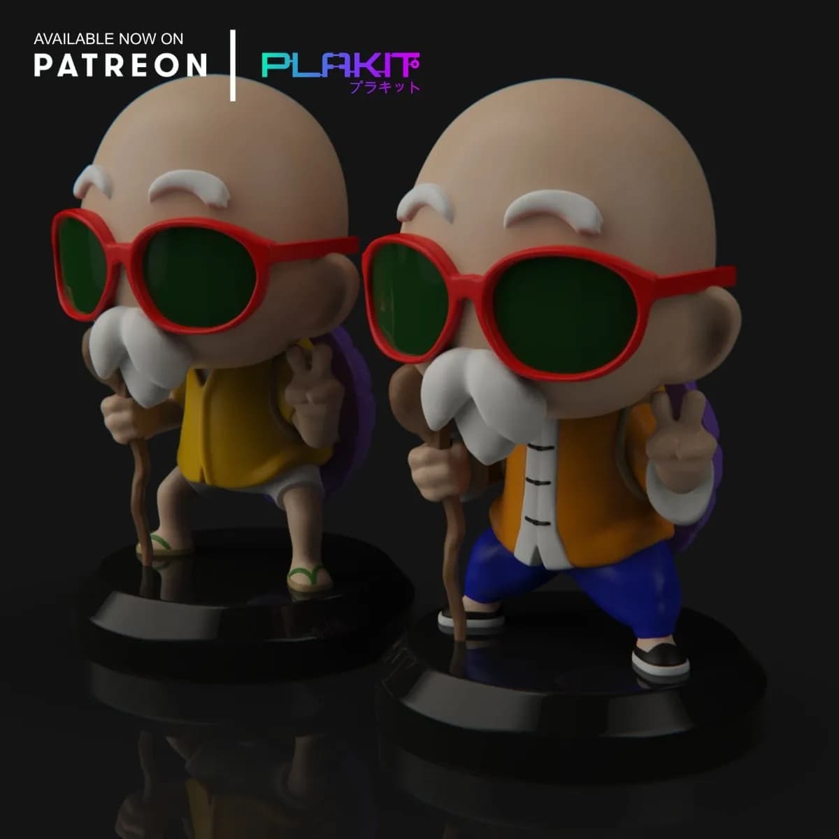 STL - Figura Maestro Roshi estilo Chibi render 2