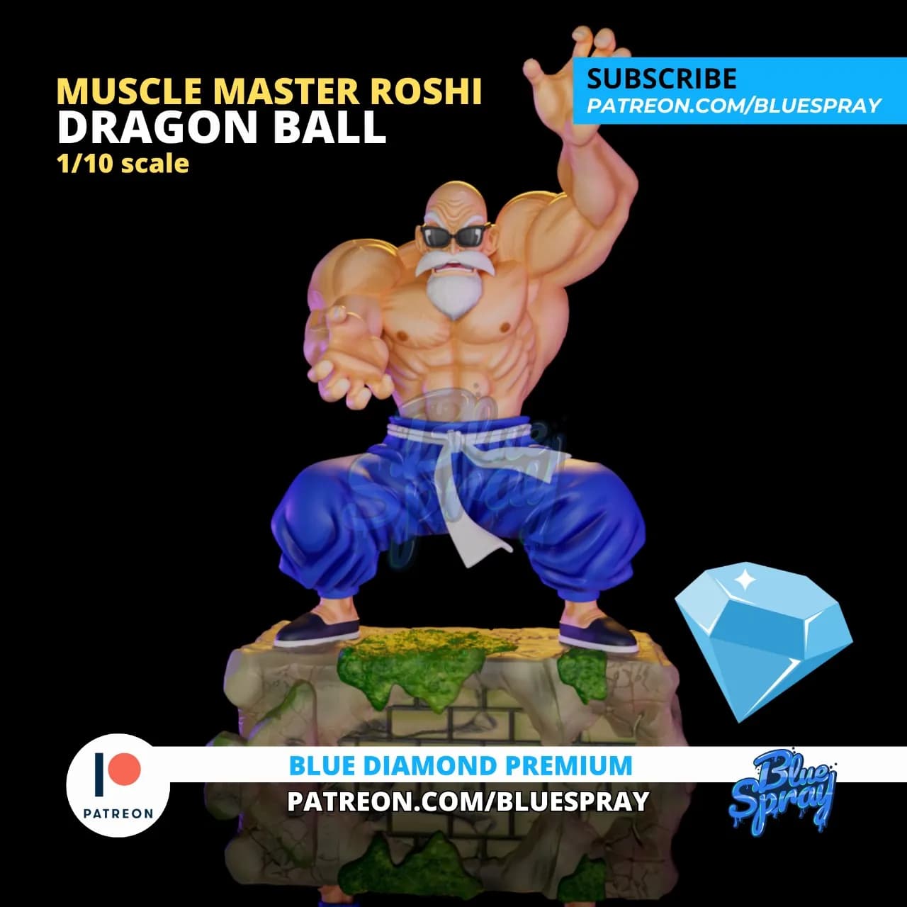 STL - Figura Maestro Roshi Musculoso render 2