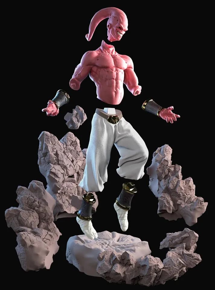 STL - Figura Majin Buu de Dragon Ball Z render 2