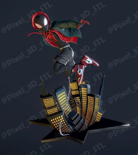 STL - Figura Miles Morales en la ciudad