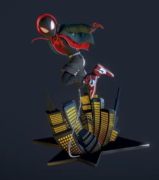 STL - Figura Miles Morales en la ciudad render 2