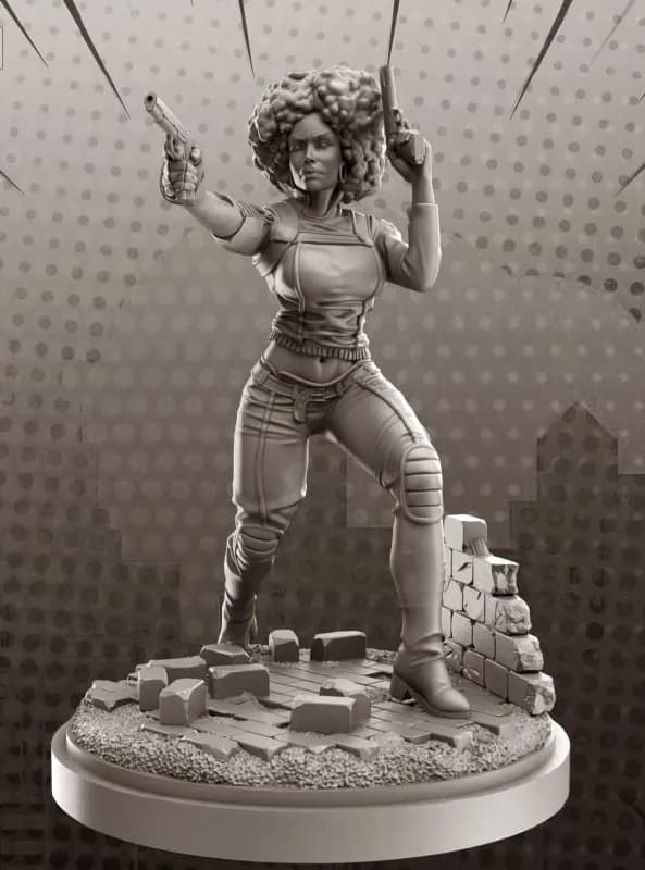 STL - Figura Misty Knight con pistolas