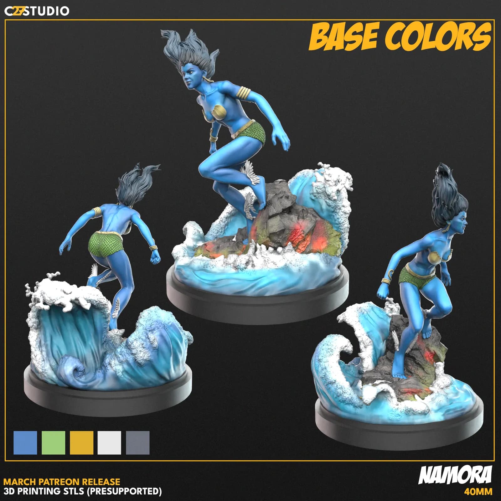 STL - Figura Namora surfeando las olas render 4