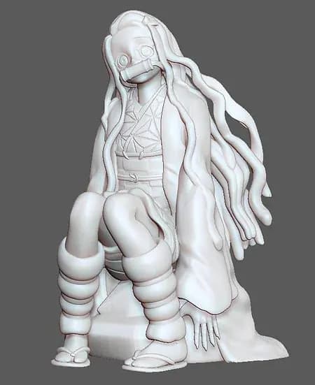 STL - Figura Nezuko Kamado 2 render 2