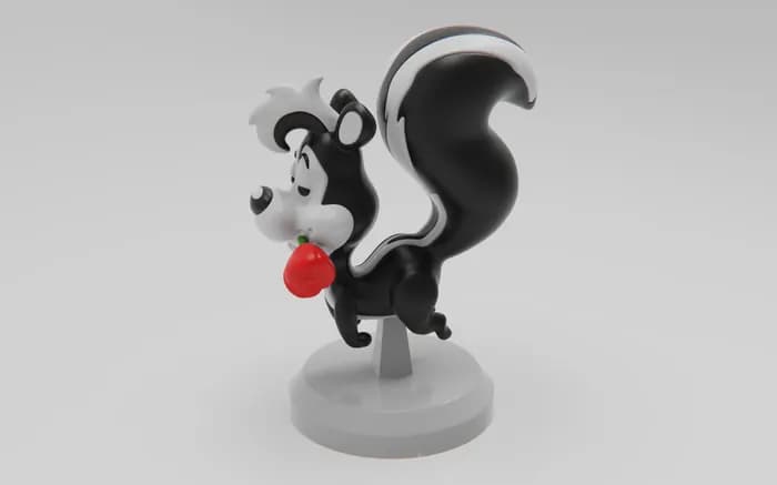 STL - Figura Pepe Le Pew con Rosa render 3