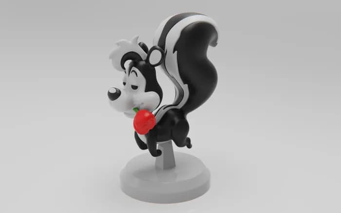 STL - Figura Pepe Le Pew con Rosa render 4