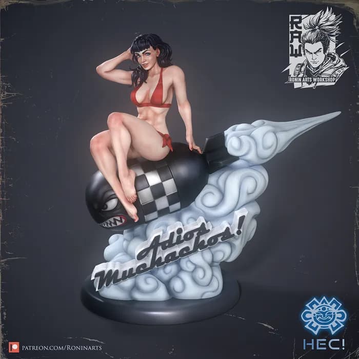STL - Figura Pin up Chica Bala render 2
