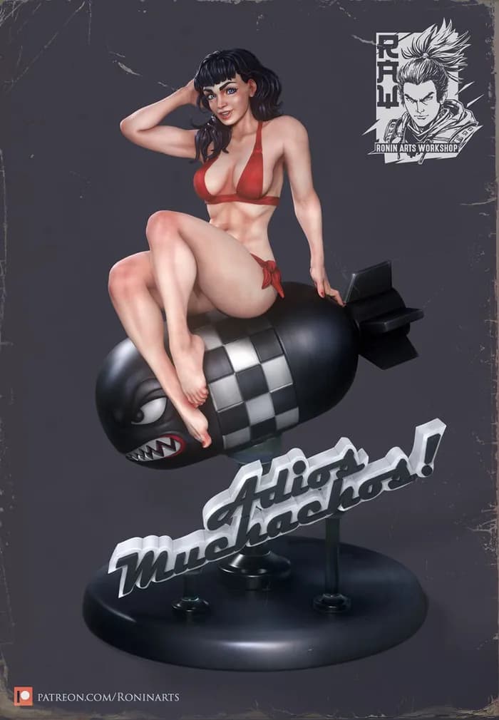 STL - Figura Pin up Chica Bala render 3