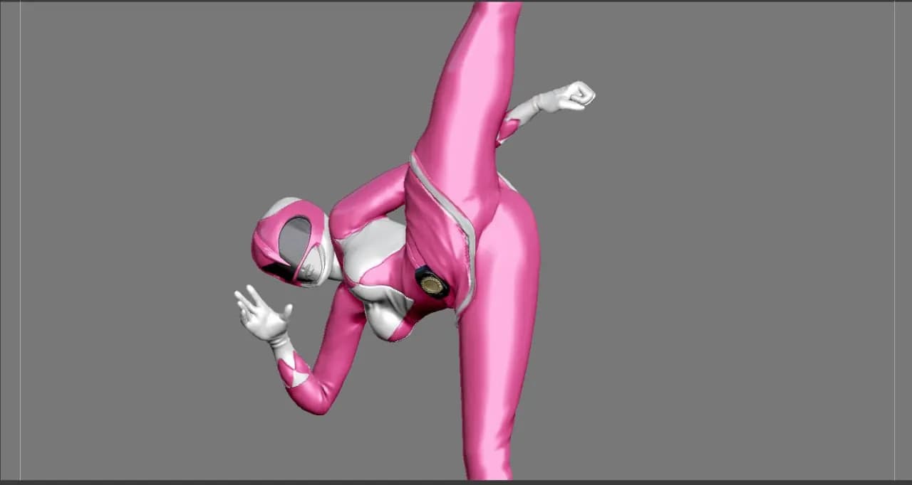 STL - figura pink ranger render 4