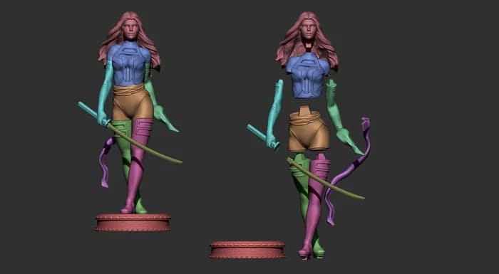 STL - Figura Psylocke de X Men render 2
