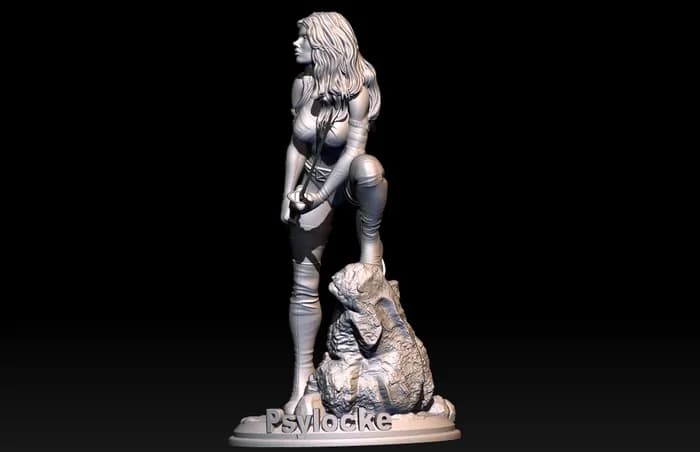 STL - Figura Psylocke Samurai render 2
