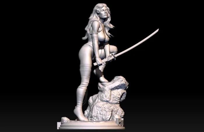 STL - Figura Psylocke Samurai render 3