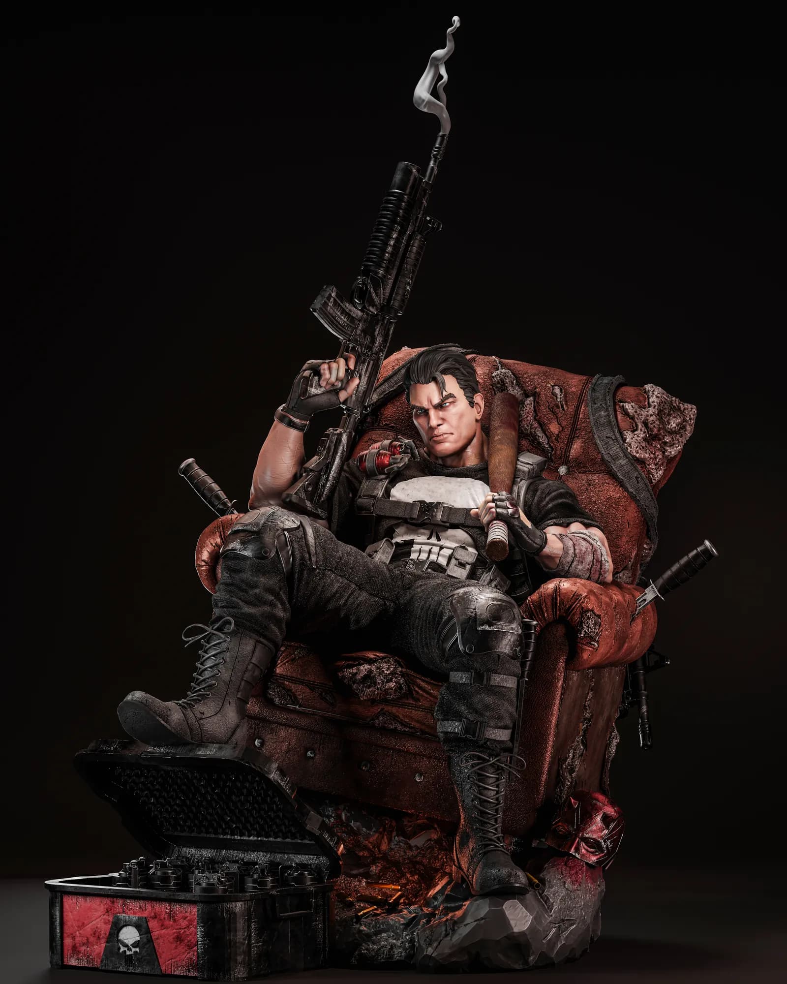 STL - Figura Punisher con Busto render 3