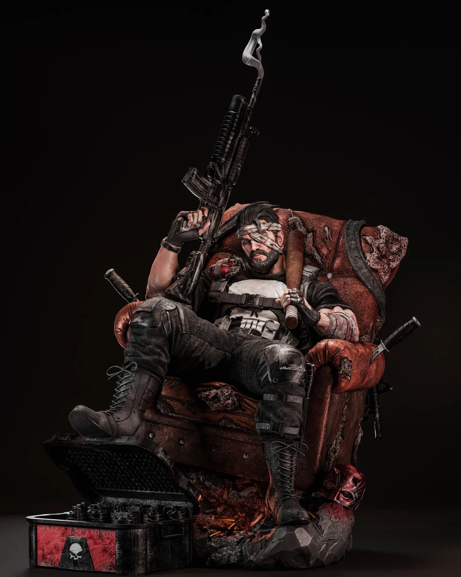STL - Figura Punisher con Busto render 4