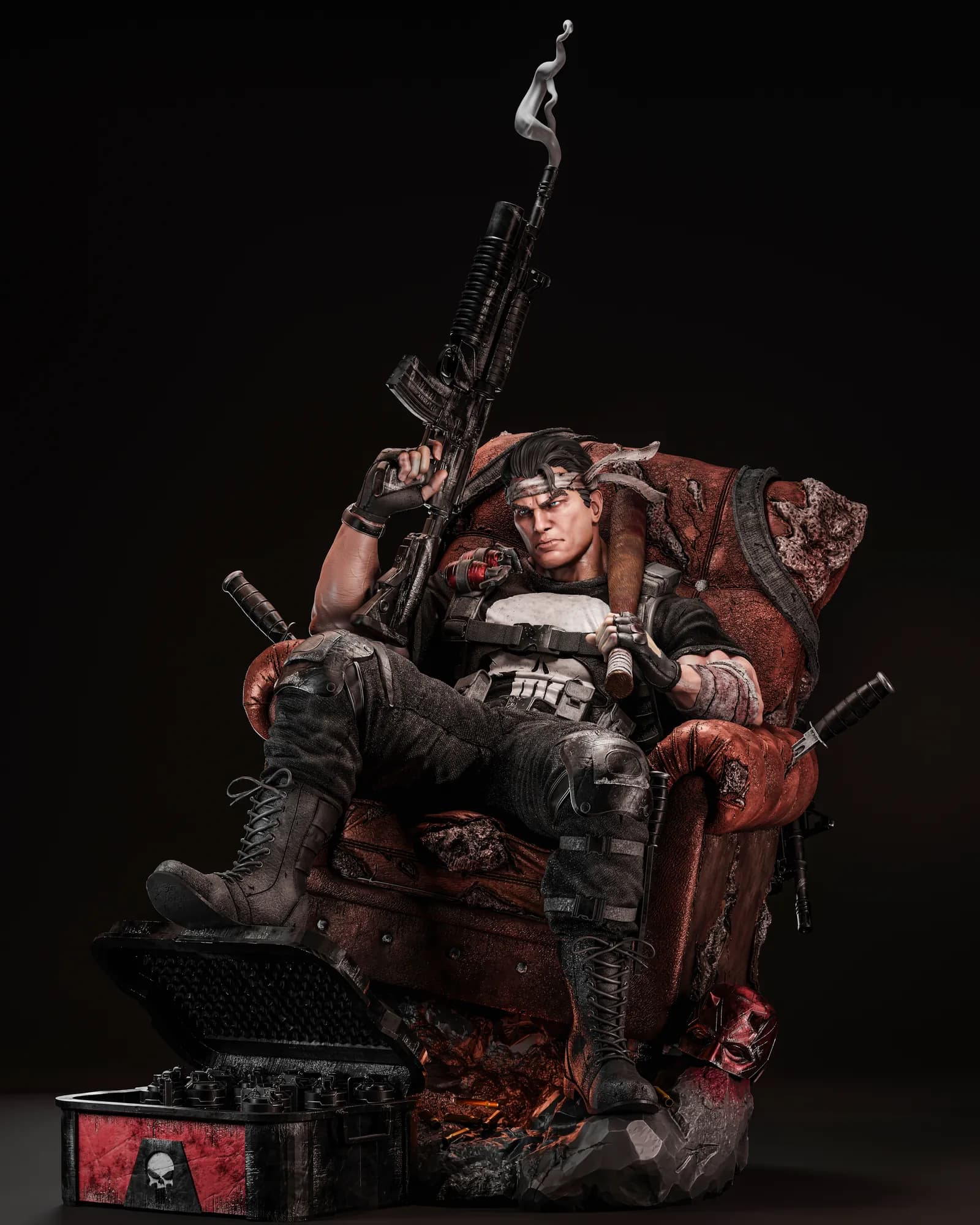 STL - Figura Punisher con Busto render 5