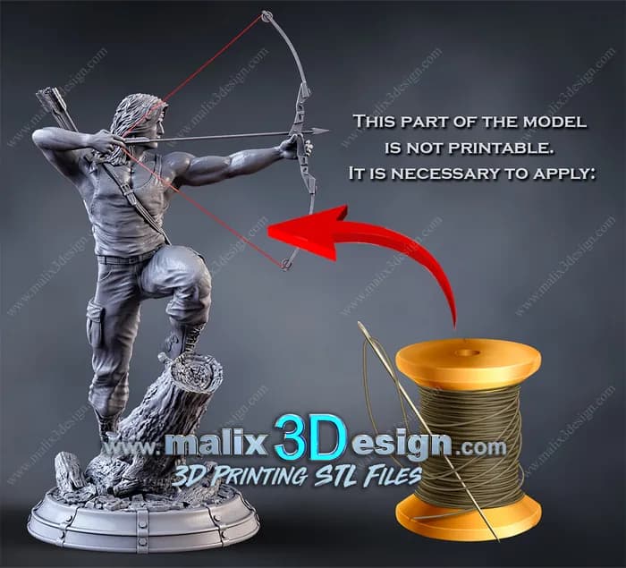 STL - Figura Rambo con Arco render 4