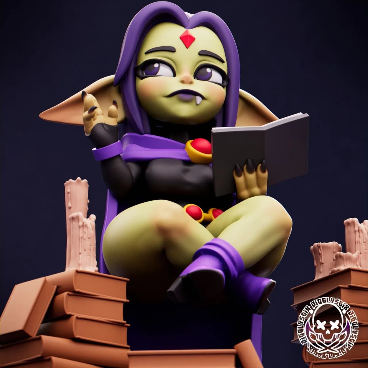 STL - figura raven goblin chibi render 4