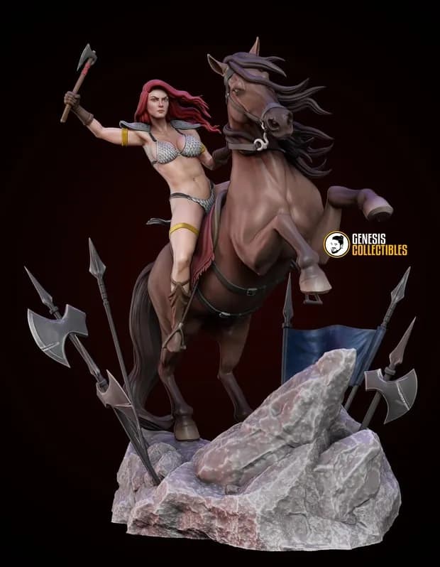 STL - Figura Red Sonja a caballo
