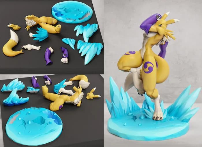 STL - Figura Renamon Digimon render 2