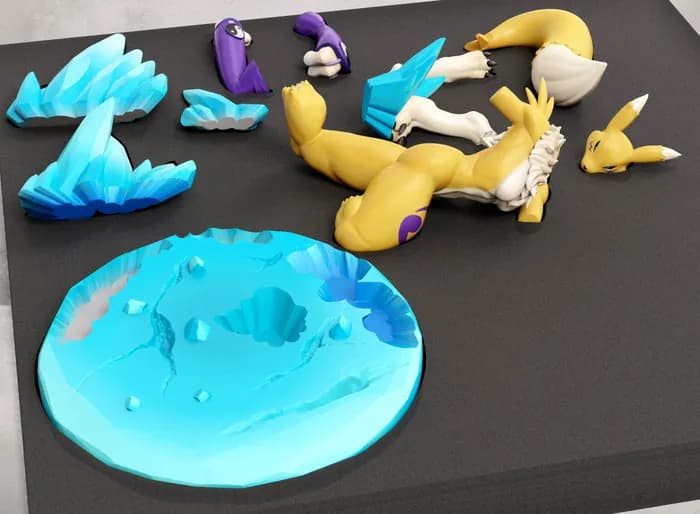 STL - Figura Renamon Digimon render 5