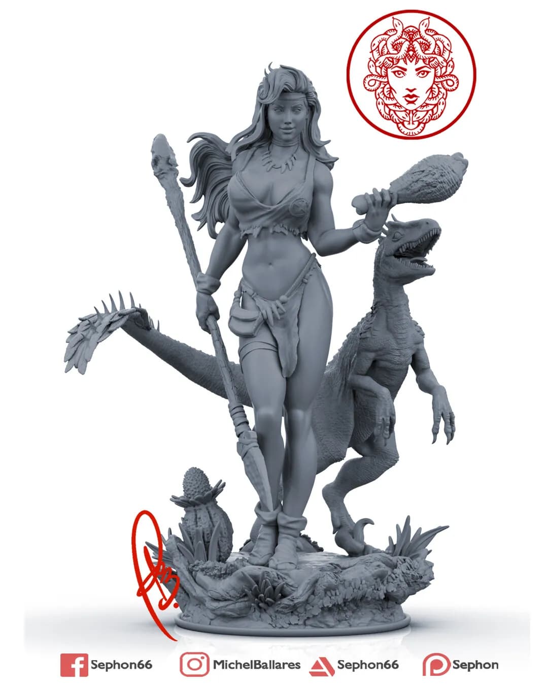 STL - Figura Rogue con Raptor y Cactus
