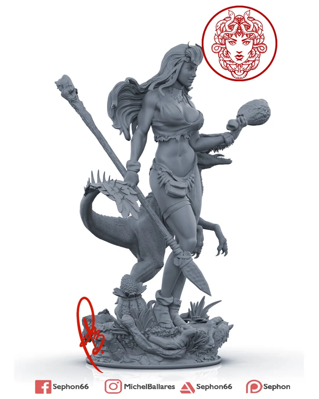 STL - Figura Rogue con Raptor y Cactus