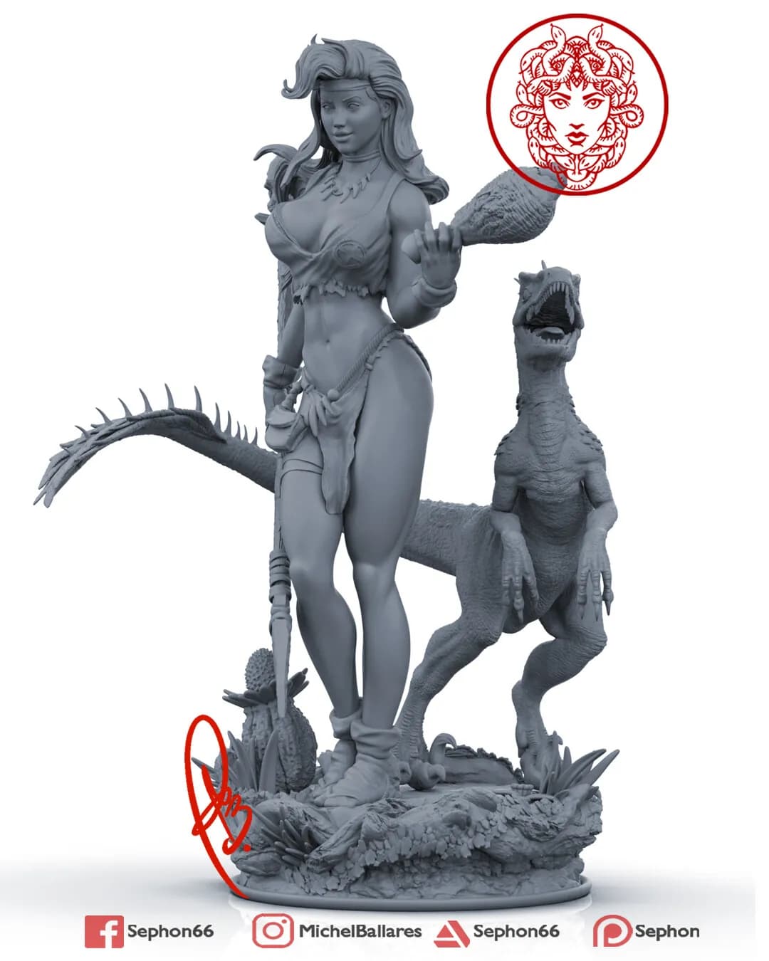 STL - Figura Rogue con Raptor y Cactus