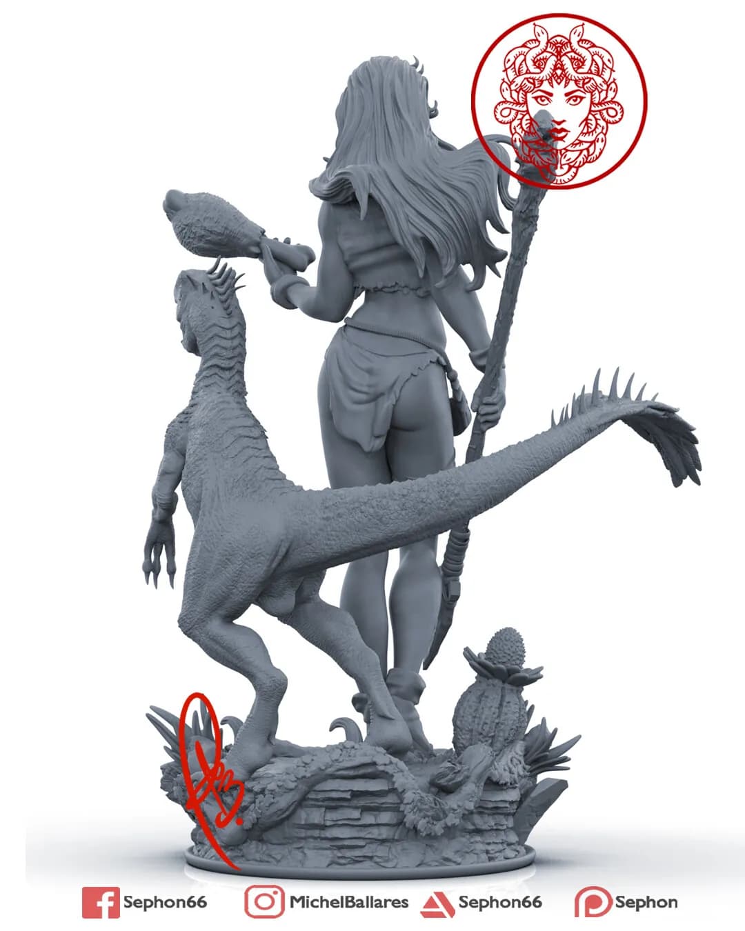 STL - Figura Rogue con Raptor y Cactus