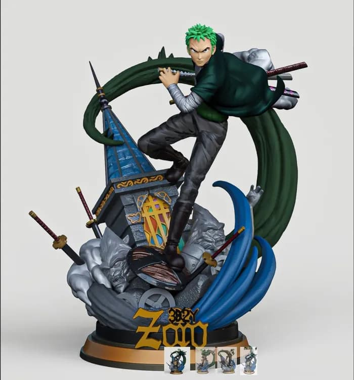 STL - Figura Roronoa Zoro 3 render 4
