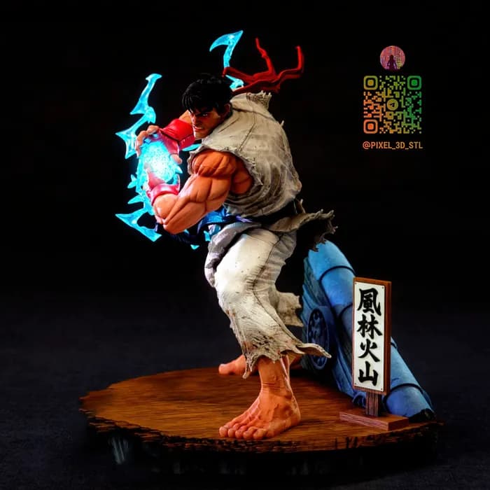 STL - Figura Ryu Hadoken render 2