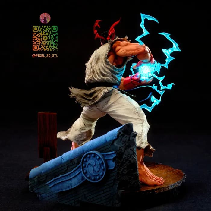 STL - Figura Ryu Hadoken render 4