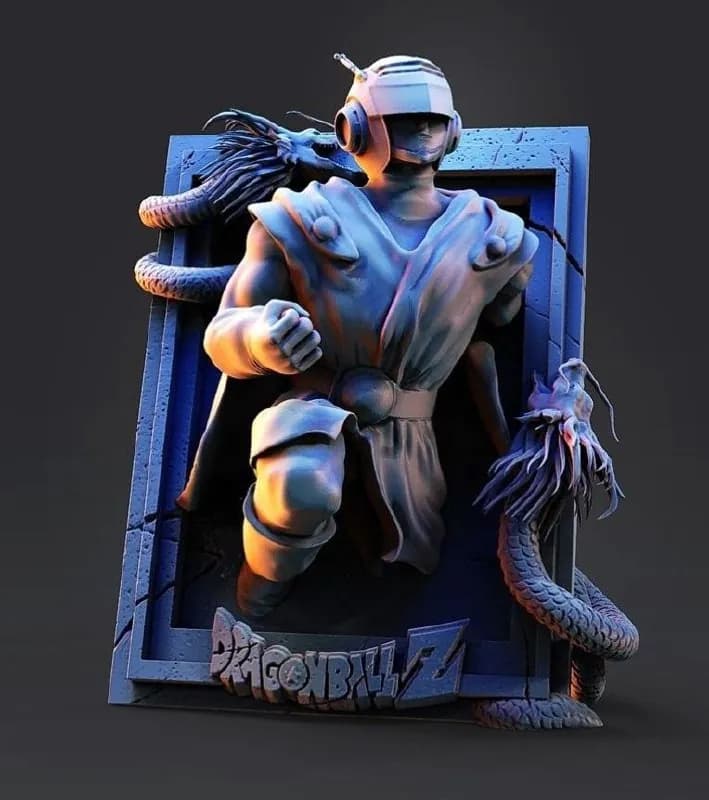 STL - Figura Saiyajin con dragón