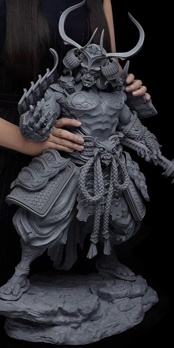 STL - Figura Samurái Demonio Tenjin render 2