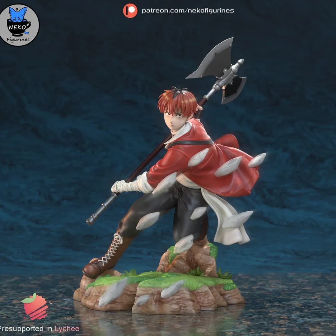 STL - Figura Samurai con Hacha render 2