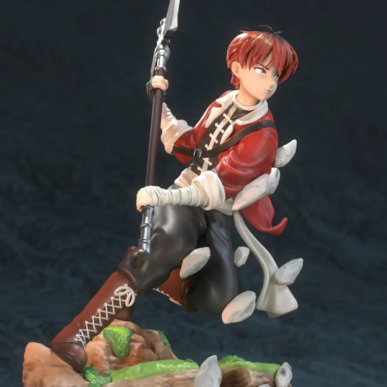 STL - Figura Samurai con Hacha render 3