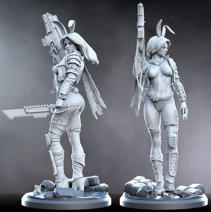 STL - Figura Sci Fi de Mujer Soldado render 2