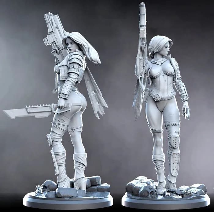 STL - Figura Sci Fi de Mujer Soldado render 3