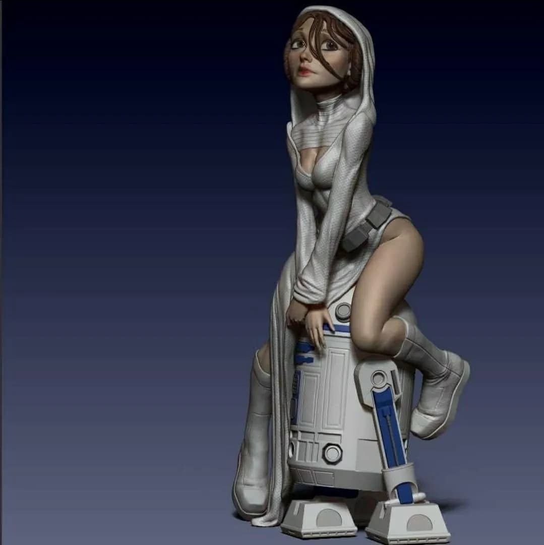 STL - Figura sexy de Leia con R2 D2